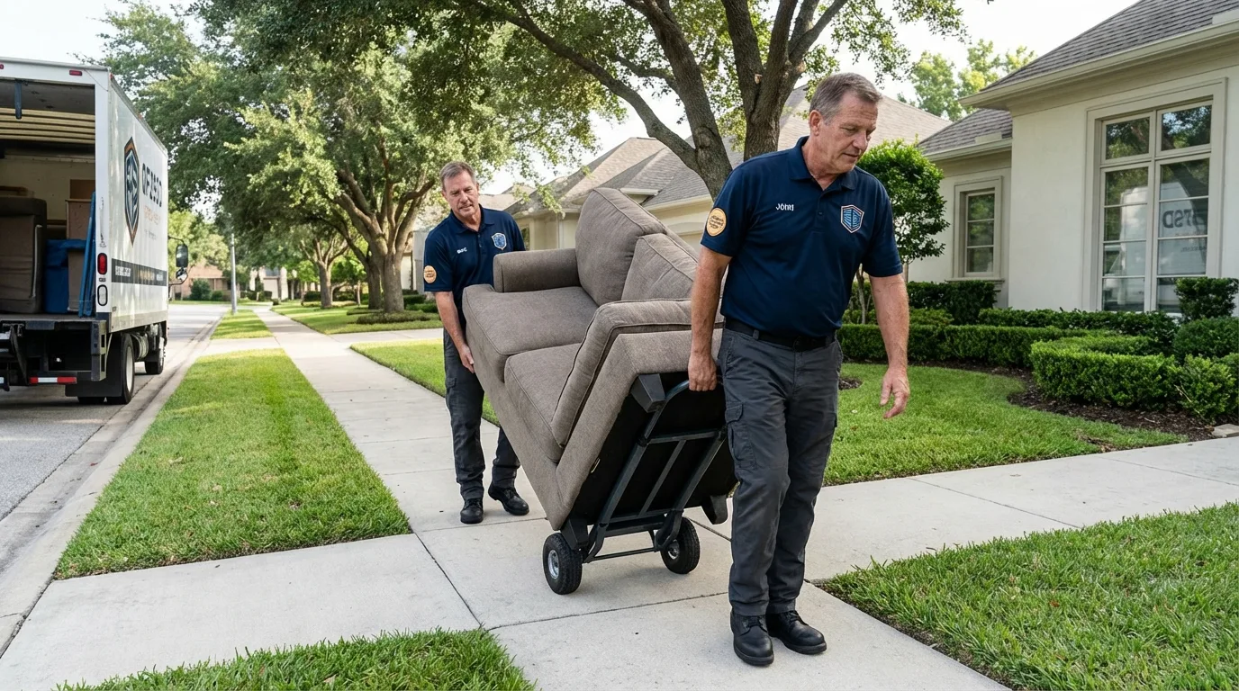 Local residential moving crew loading furniture in Fullerton, NE