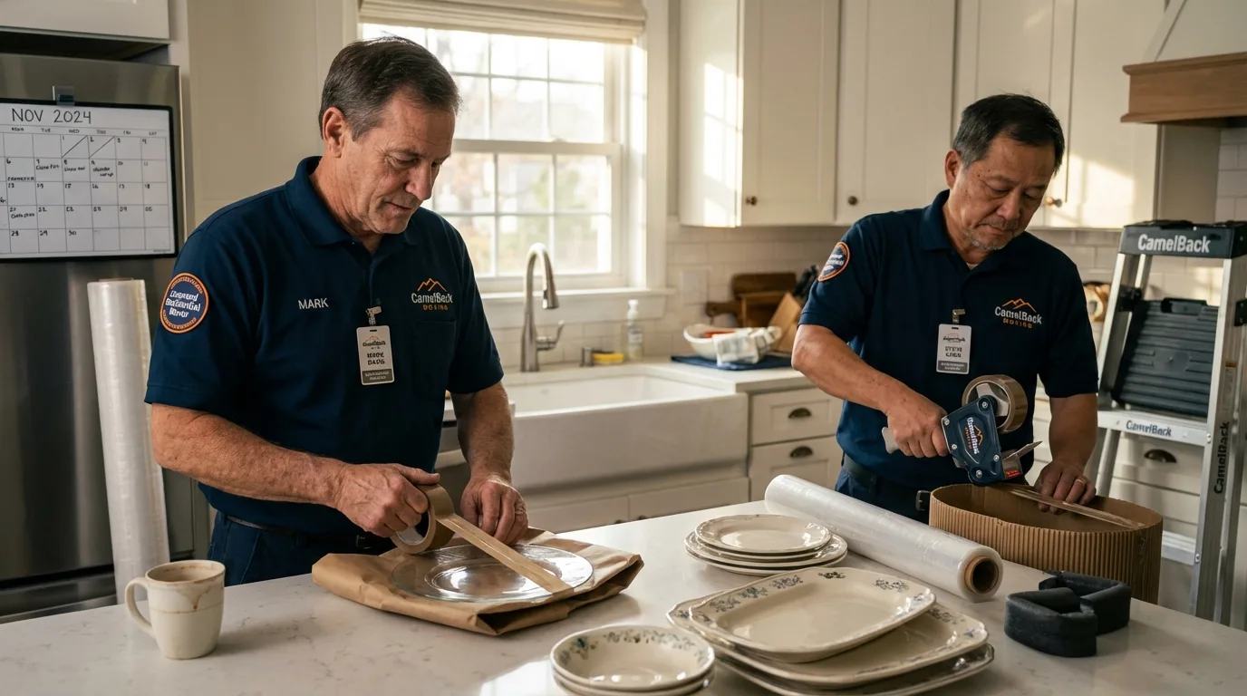 Professional crew packing kitchen dishware in Fullerton, NE